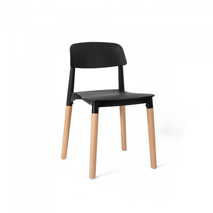 Plastic Chair with Wooden Legs